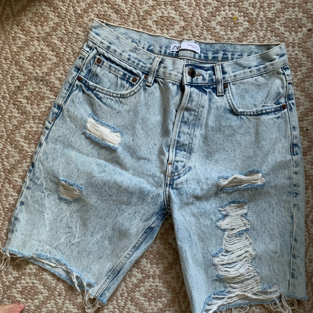 Zara Distressed Bermuda Shorts
